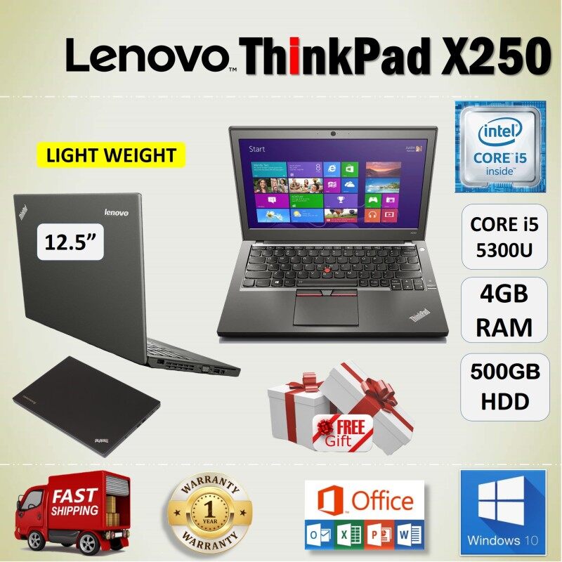 Lenovo Thinkpad X250 Core I5 5300u 4gb Ddr3 Ram 500gb Hdd 12 5 Inch Screen Windows 10 1 Year Warranty Free Gift Refurbished Notebook Light Weight Laptop Core I5 Laptop Lenovo Laptop Grade A Malaysia