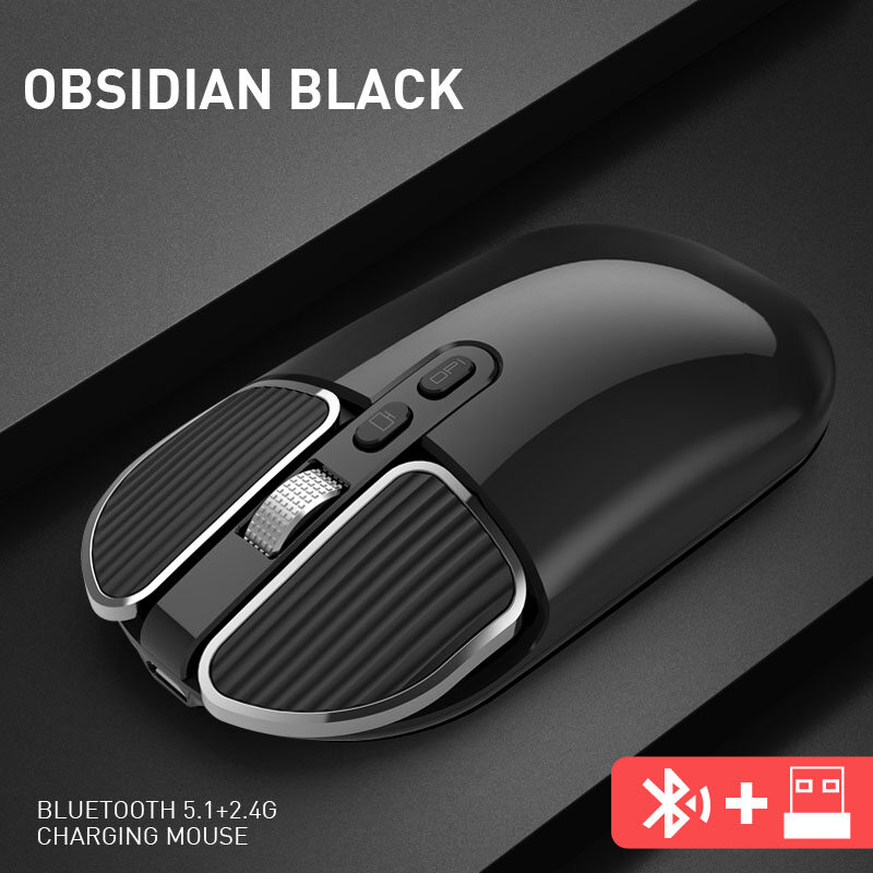 VAORLO Chuột Hai Chế Độ Không Dây Bluetooth 5.1 + 2.4G Chuột Quang Chơi Game USB Sạc Được Chuột Máy Tính Chuột Máy Tính Để Bàn Dành Cho Mac Ipad Android