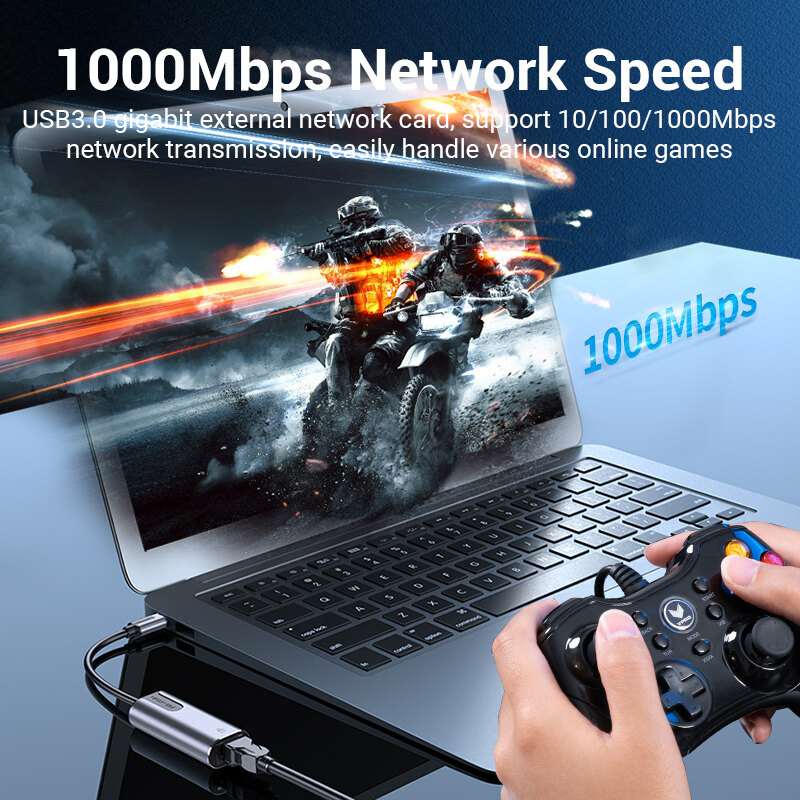 Vention Bộ Chuyển Đổi USB Type C Sang Gigabit Ethernet Áp Dụng Cho Giao Diện USB C Hỗ Trợ Tốc Độ Cực Nhanh 1000Mbps Cho Apple Macbook HuaWei Matebook Lenovo Notebook XiaoMi USB 3.1 USB C Sang Bộ Chuyển Đổi Ethernet Digibit