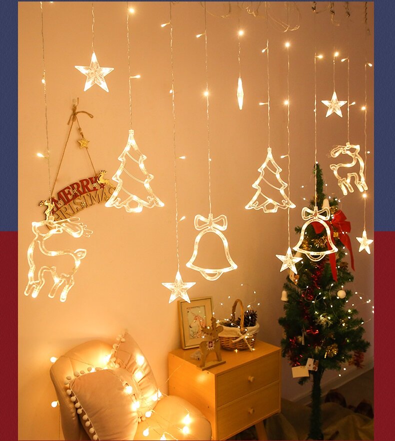【Lightingeverthing】Christmas Led String Ánh Sáng, Đèn Chùm Cốc Hút Cửa Sổ Chạy Bằng Pin, Đèn Trang Trí Tiệc Giáng Sinh Sáng Tạo Chuỗi Cảnh Đèn Bố Trí