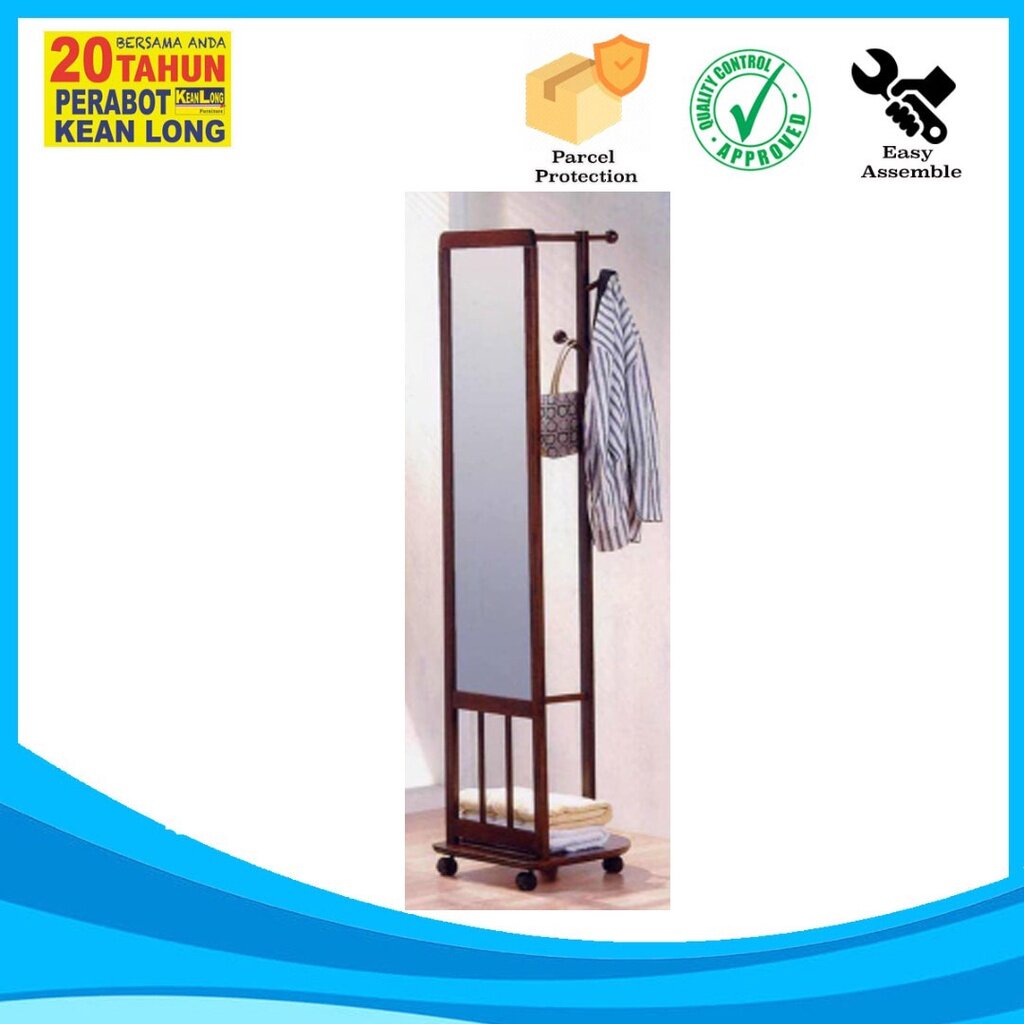 LY Cermin Menegak / Cermin Muka / Cermin Bingkai Kayu / Standing Mirror