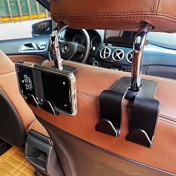 2 cái xe đa chức năng giá đỡ điện thoại di động móc hai đầu tựa đầu xe hơi móc ghế sau xe vật đựng vật chứa