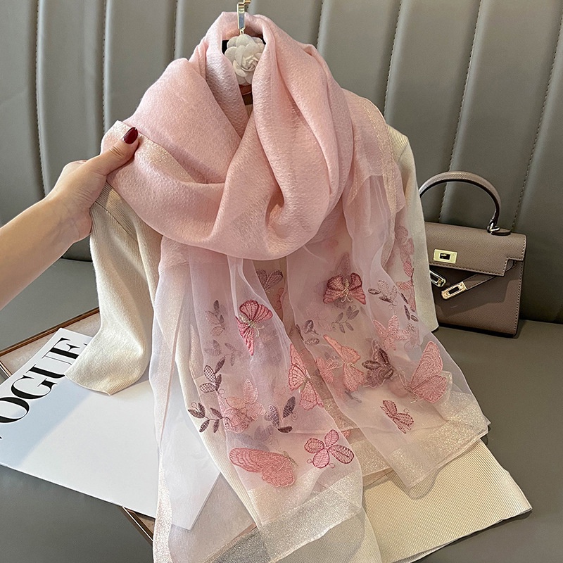 LADY&YIMEI Khăn choàng nữ thêu Khăn Quàng Cổ Lụa mới 2023