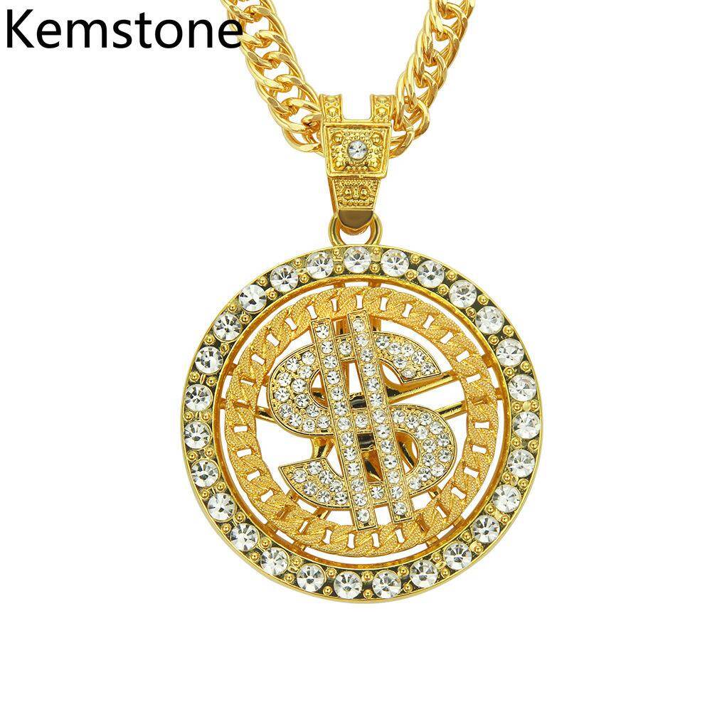 Kemstone Fashion Hip-hop Cubic Zirconia Dollar Personality Pendant Chain Necklace Jewelry Gifts
