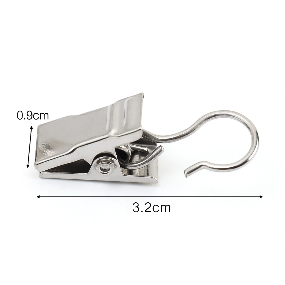 50pcs Stainless Steel Curtain Clips with Hook Sturdy and Durable Window Curtain Hook Clips Home Window Curtain Decor Accessories
