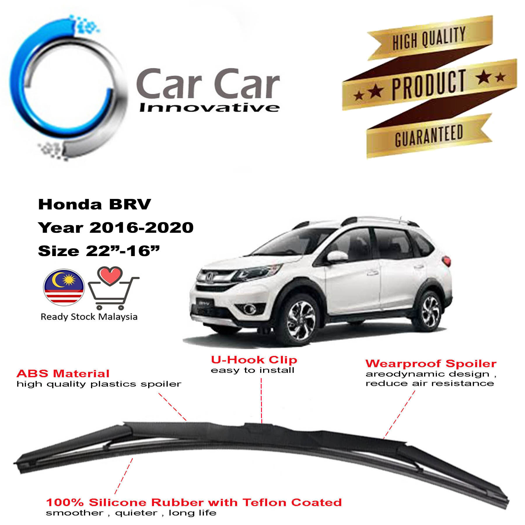Honda Brv Wiper Silicone Wiper Blades Car Windshield Year 16 1 Pair Size 22 16 Lazada
