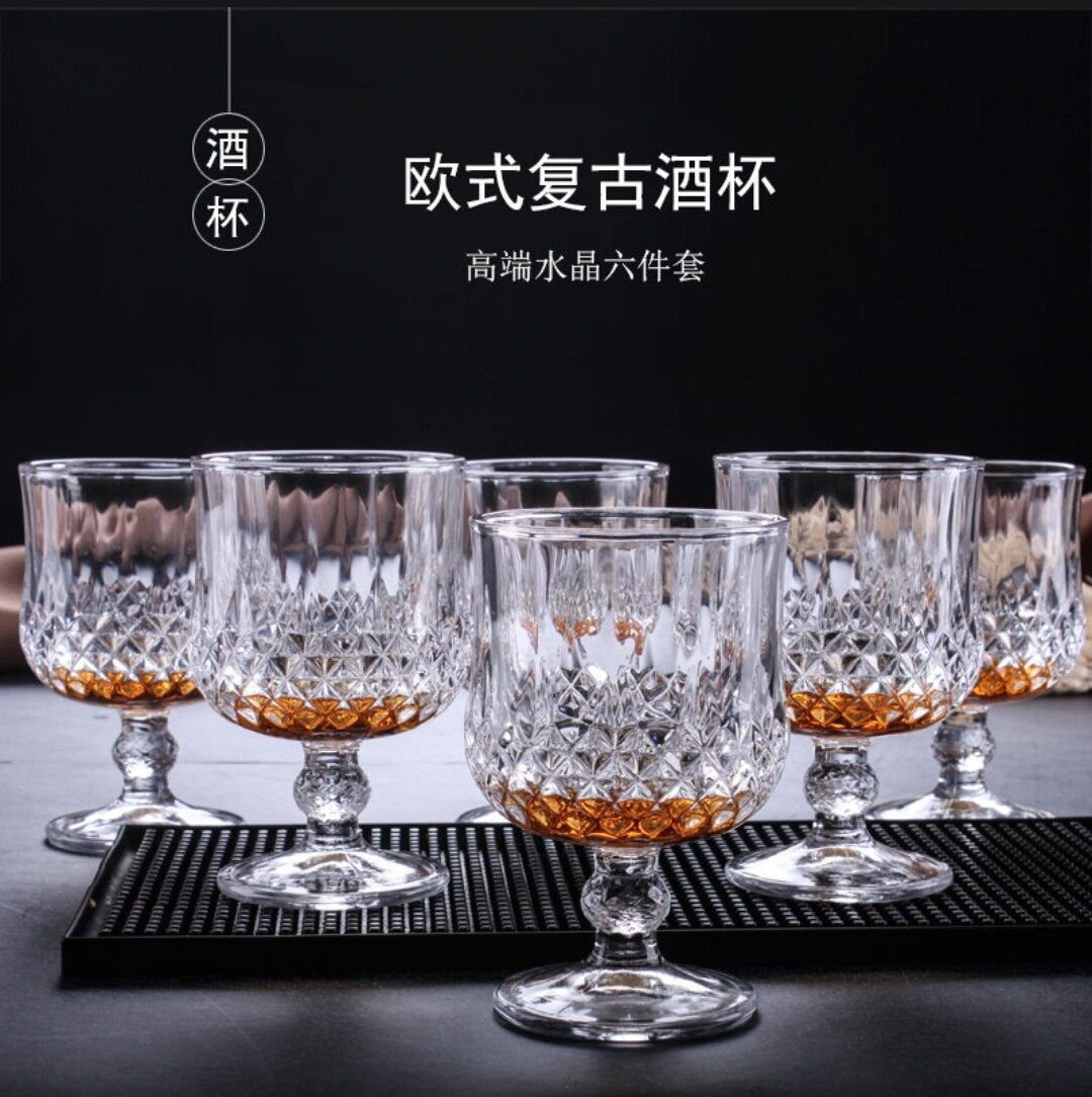 6 chiếc một bộ ly rượu kim cương pha lê không chì đồ thủy tinh gia dụng bộ ly uống nước đồ thủy tinh hàng ngày