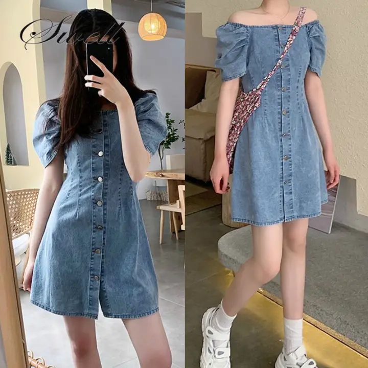 denim dress korean style