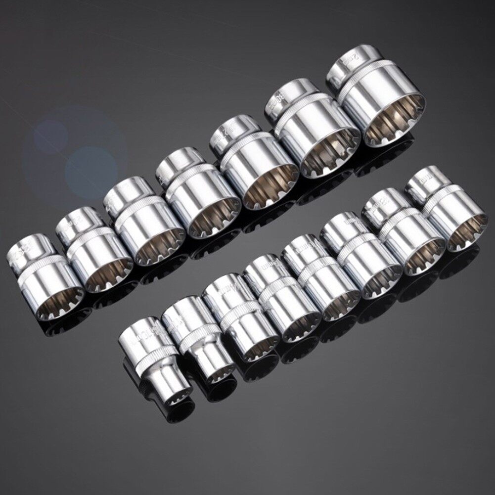 Socket Set 12 Point Socket Bit 3/8" Square Drive For Ratchet Wrench Ratchet Socket Adaptor For Handle Slotted Ratchet Extension Drive Locks Corrosion Resistant