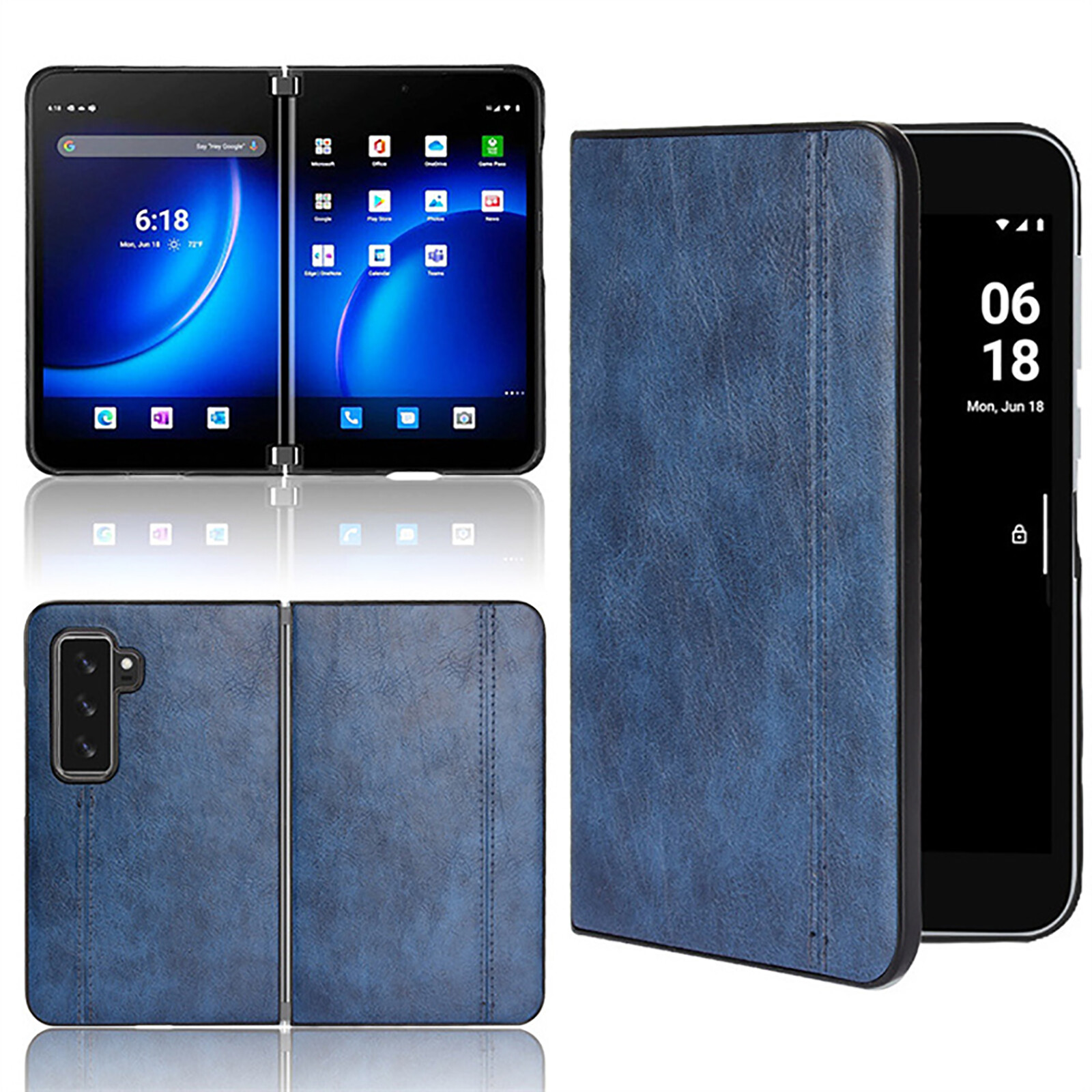 For Microsoft Surface Duo 2 Case PC Matte Leather Shockproof Slim Cover Skin