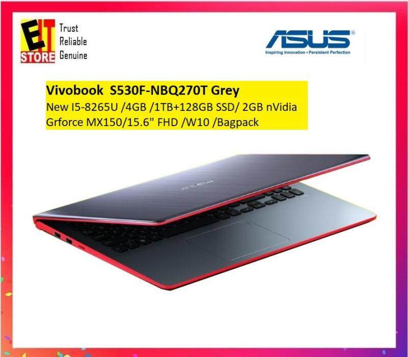 Asus Vivobook S530F-NBQ270T / S530F-NBQ271T 15.6 FHD Laptop (i5-8265U, 4GB, 1TB+128GB, MX150 2GB, W10)+ Bagpack Malaysia