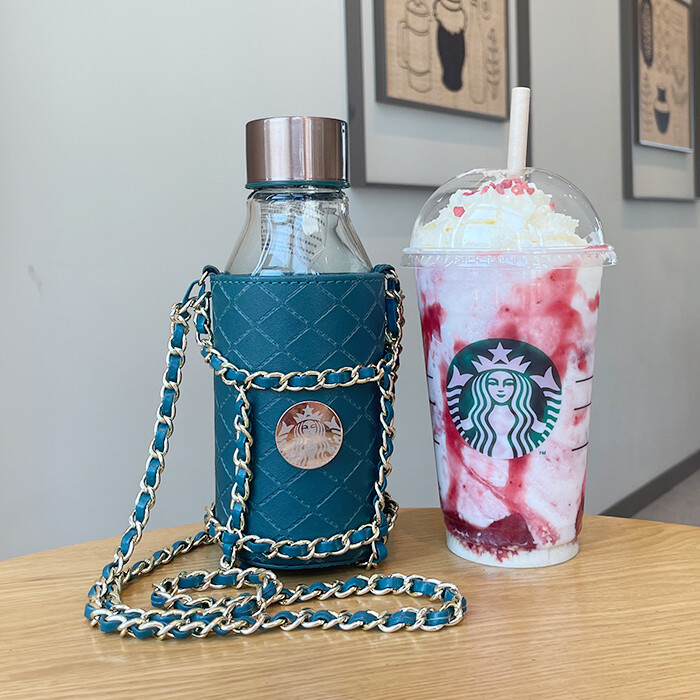 Starbuck Cup Dark Green Gradient Goddess Cup Copper Seal Simple Glass Portable Accompanying Water Bottle Cup