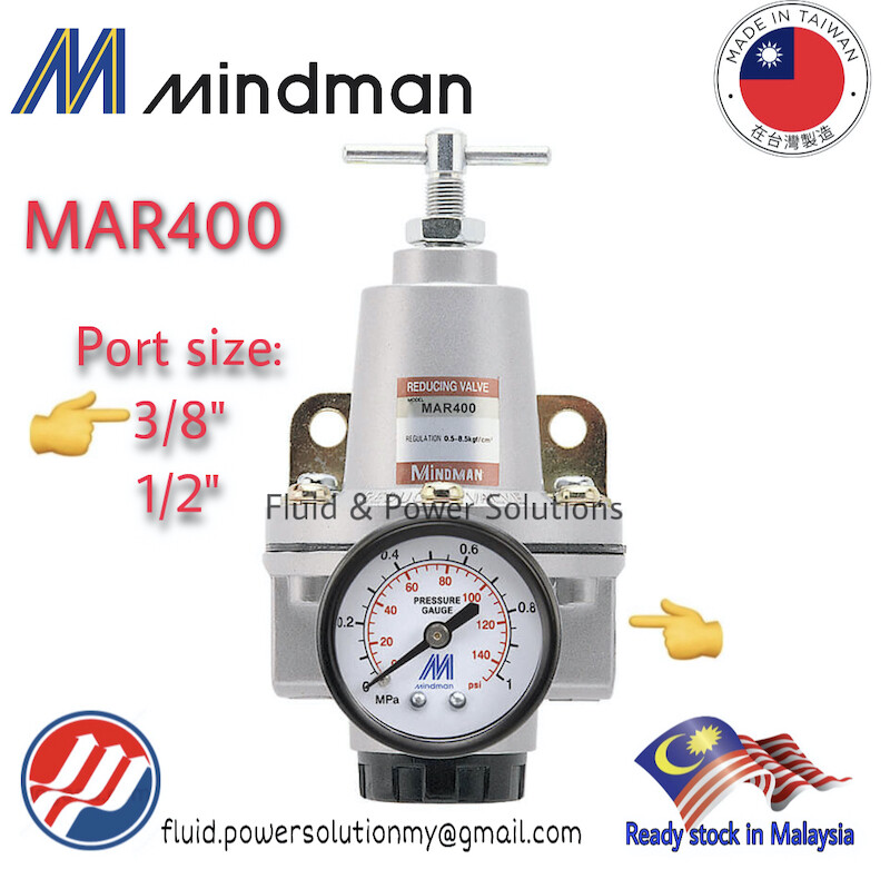 Mindman MAR400 3/8" and 1/2" Air Regulator Unit "Made in Taiwan" Air
