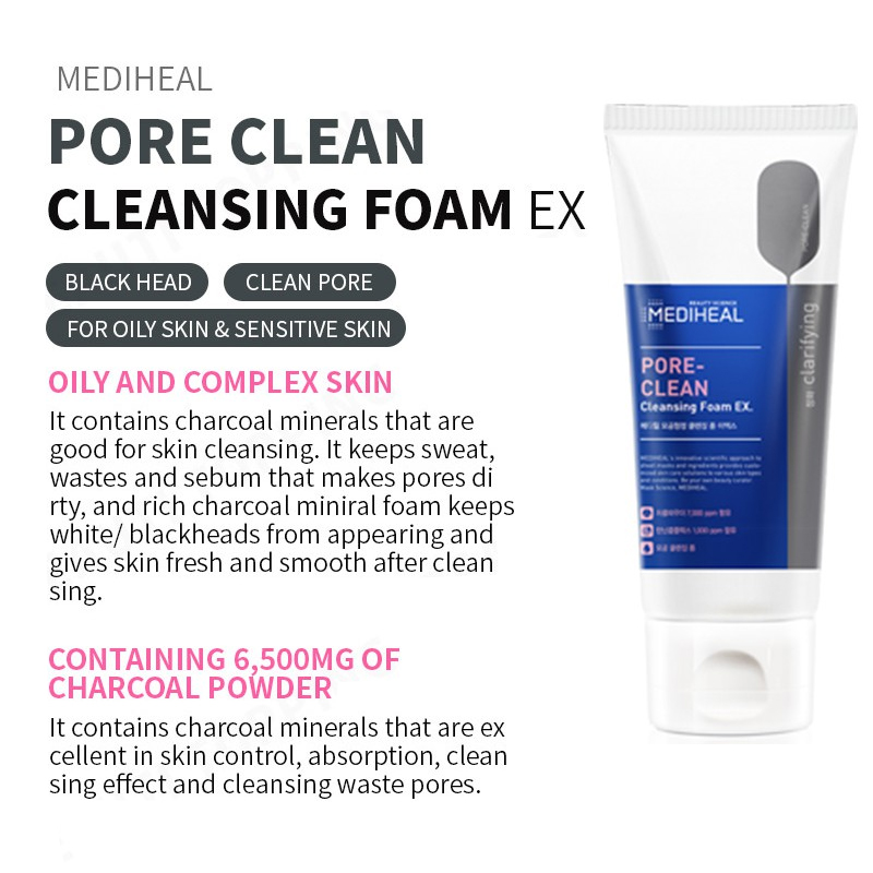Sữa Rửa Mặt MEDIHEAL Cleansing Foam 170ml (N.M.F Aquaring | Collagen Care | Pore-Clean Charcoal | Teatree Care )