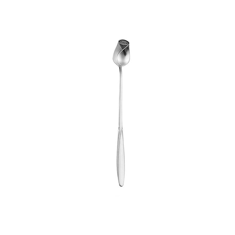 Creative Color Rose Spoon Long Handle Stainless Steel Dessert Spoon Coffee Spoon Small Spoon Spoon