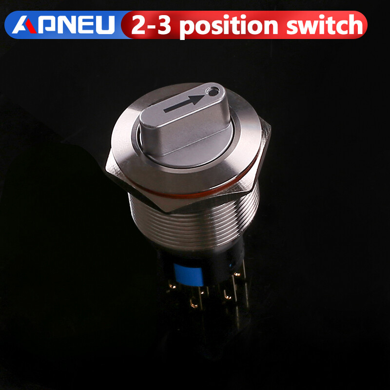 Công Tắc Nút Bấm Xoay Kim Loại Led 22Mm Công Tắc Chọn Vị Trí 2-3 Bằng Đồng Thau 220V Nút Nhấn Nút Xoay Núm Xoay Công Tắc Kim Loại