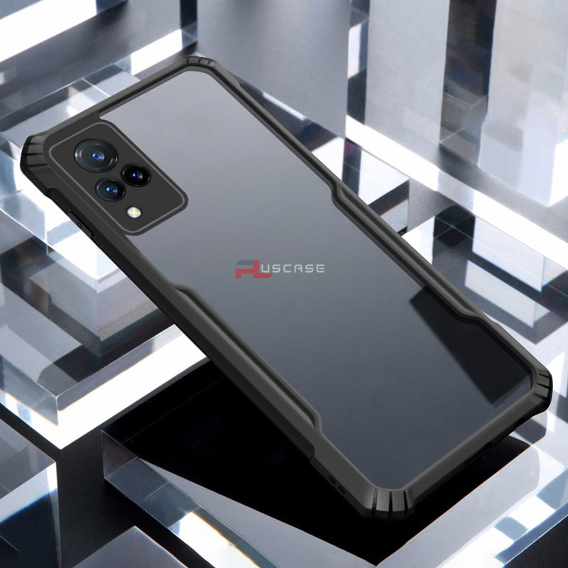 PlusCase for Vivo V21 5G Case Air Cushion Hard Crystal Clear Back Soft Border Shockproof Full Protection Phone Casing