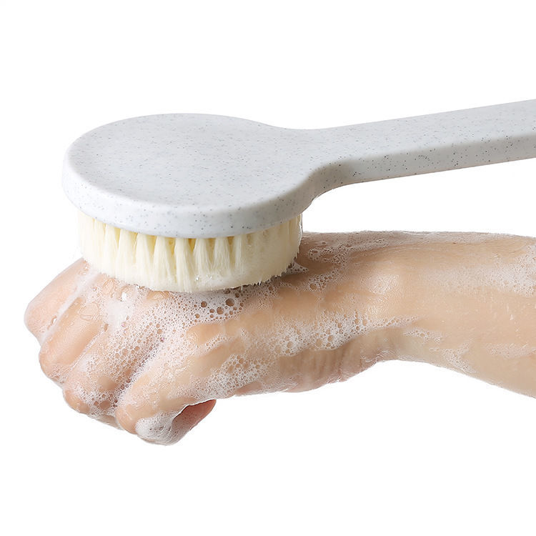Shower Body Brush with Long handle soft bristles,Back Scrubber Bath Mesh Sponge with Curved Long Handle for Skin Exfoliating Bath, Massage Bristles Suitable for Wet or Dry, Men and Women