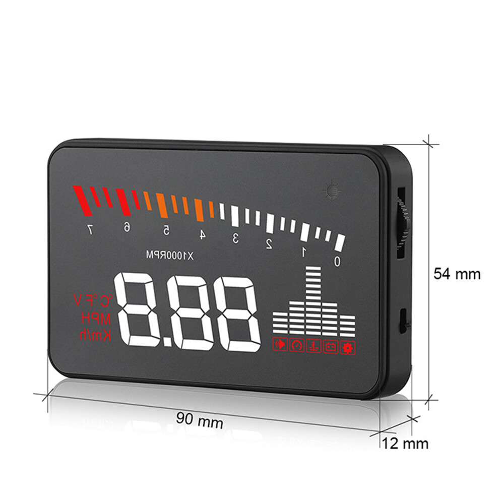 Jpk【hàng có sẵn】 X5 xe Màn hình hiển thị trên kính chắn gió HUD OBD II EOBD tự động kết hợp hệ thống cảnh báo quá tốc độ máy chiếu kính chắn gió Điện áp ô tô cảnh báo tốc độ