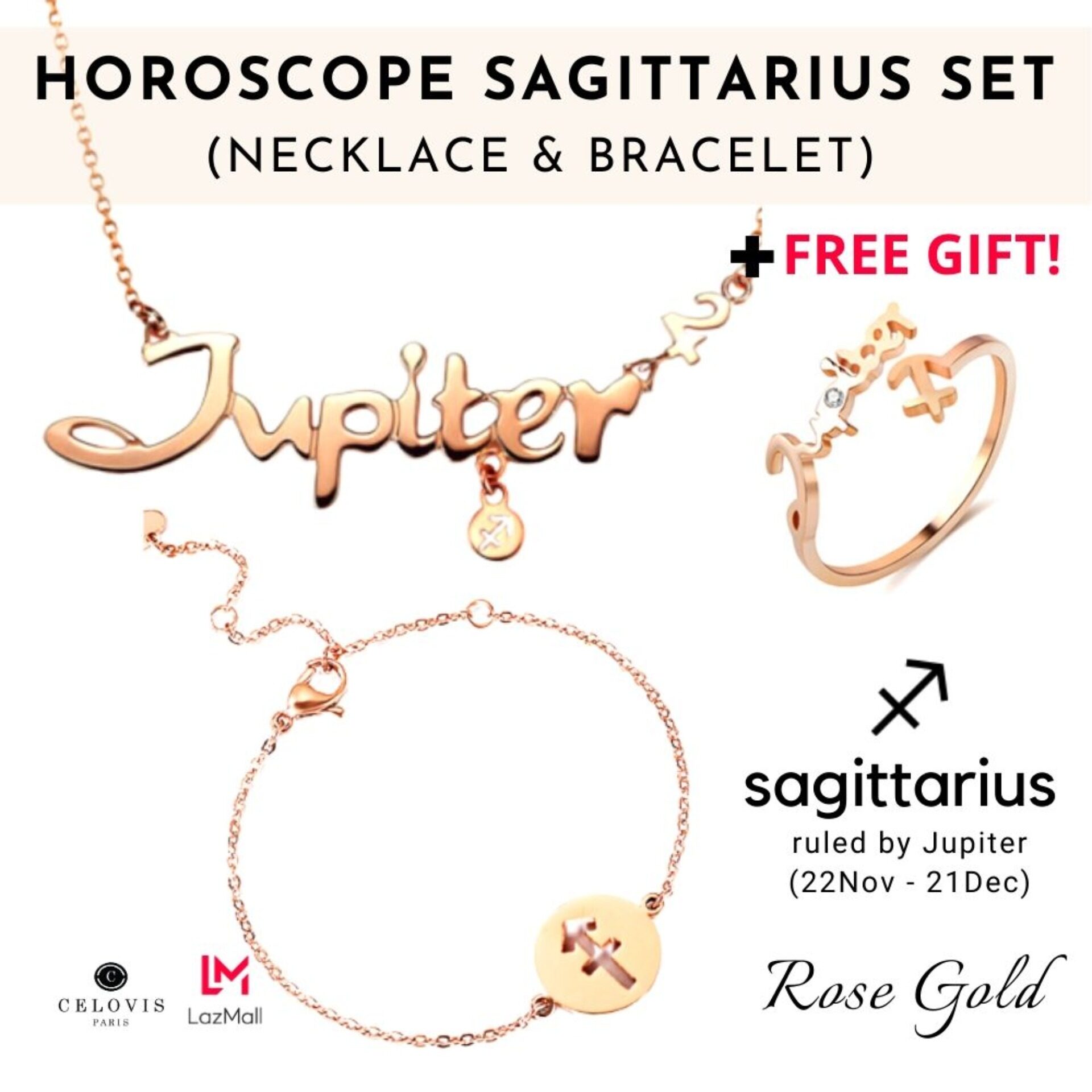 Rose gold Zodiac adjustable bracelet Sagittarius