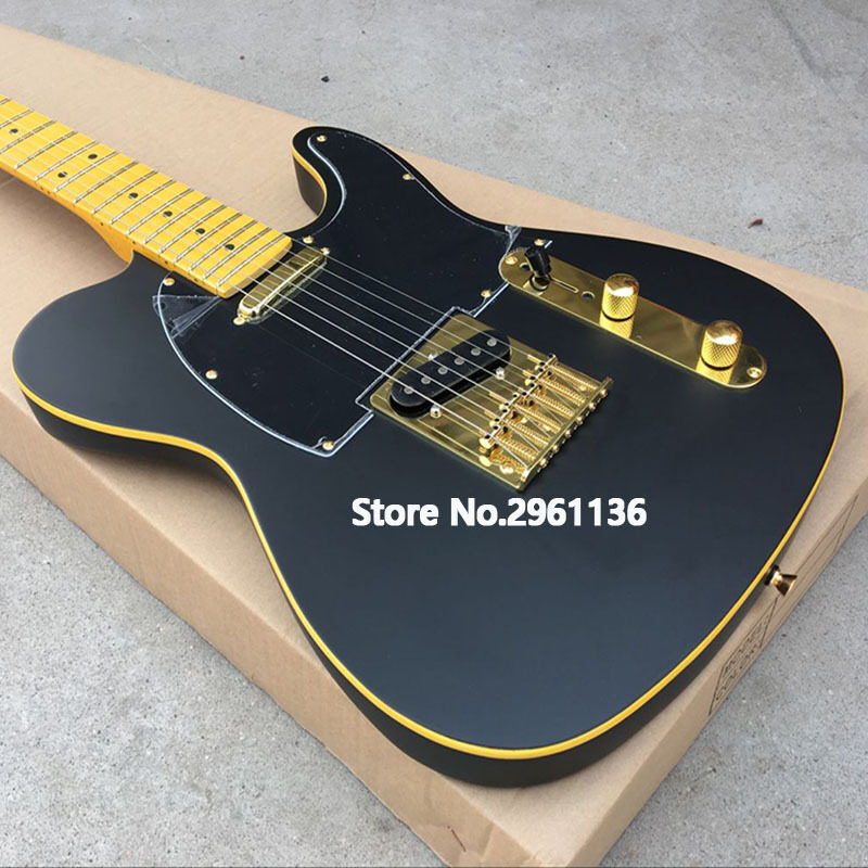 High quality electric guitar,TL style,Basswood body with Maple neck,Black matte paint,Custom electric guitar,free shipping Malaysia