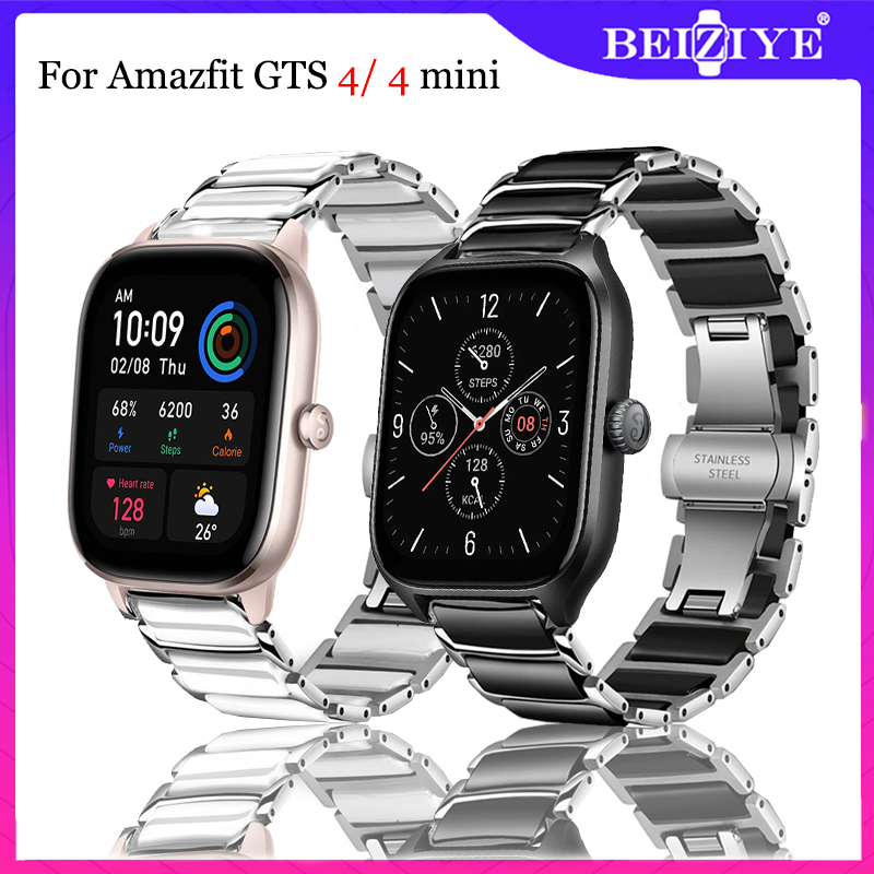 For Amazfit GTS 4 Đồng hồ dây đeo bằng gốm dây đeo bằng thép không gỉ for Amazfit GTS 4 mini Đồng hồ thông minh sang trọng dây đeo busines