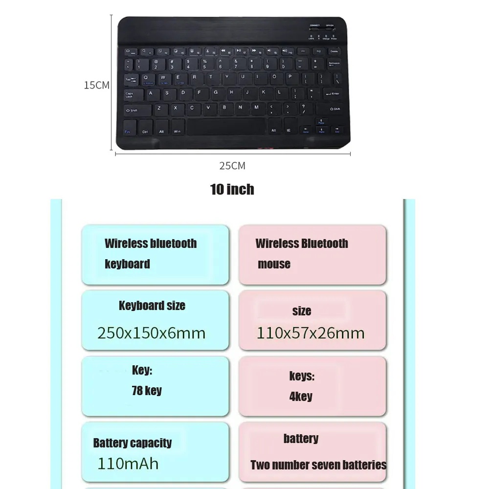 For Amazon Fire HD 10 Plus 2021 2017 2019 HD 8 Plus 2022 2020 7 6 HDX 8.9 Wireless Keyboard Bluetooth Keyboard and Mouse Portable Keyboard Mouse