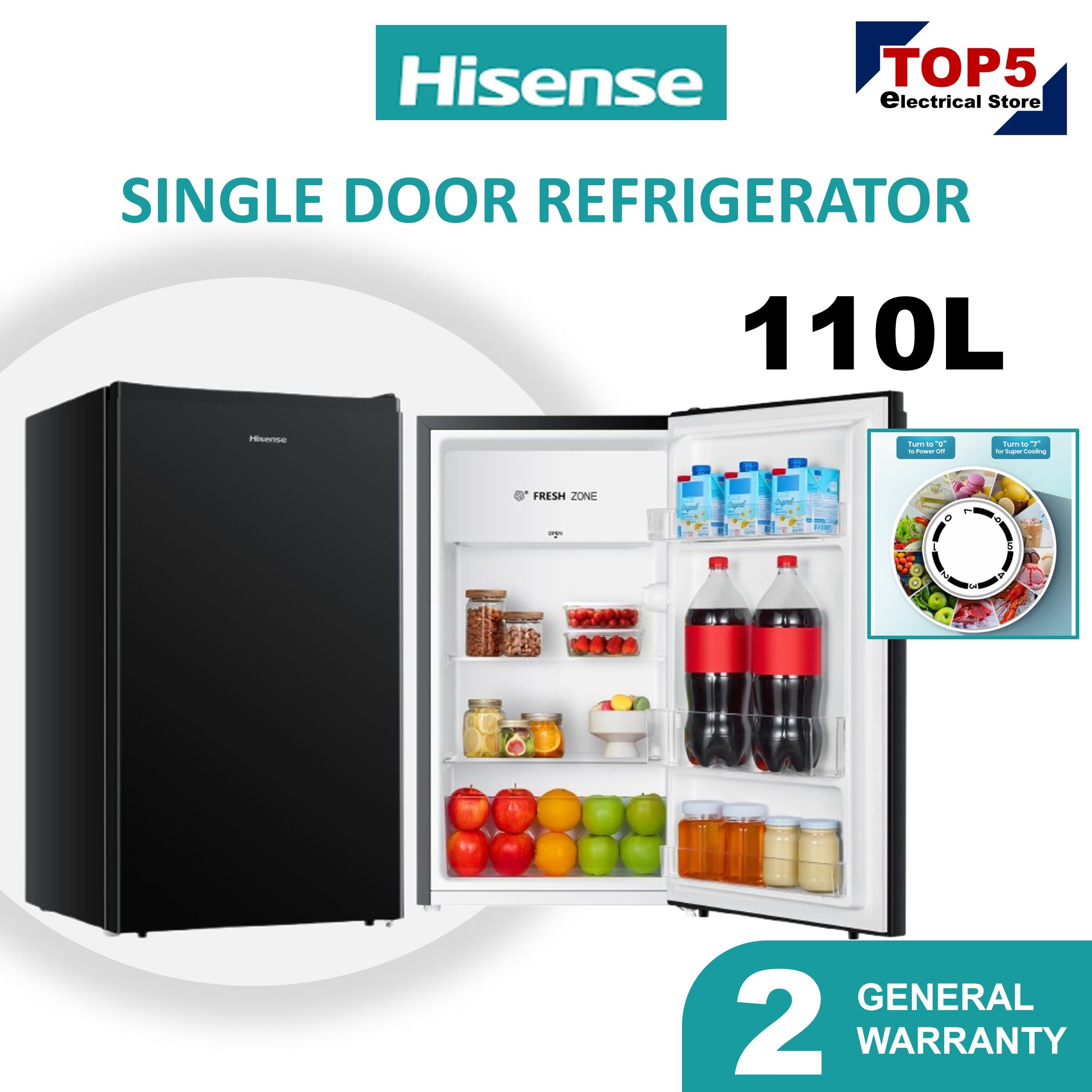 HISENSE Single Door 110L Refrigerator RR120D4AGN【 DELIVERY BY SELLER 】【 HPH 】