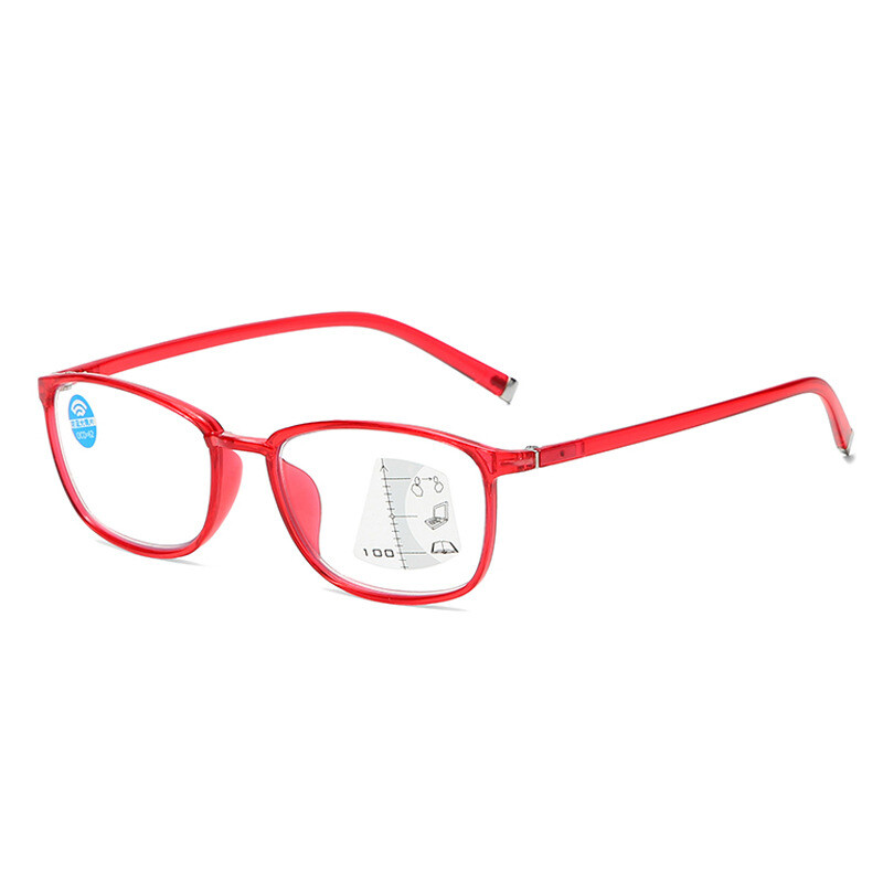 PTQ Reading Glasses 3 In 1 Look Far and Near TR90 Reading Glasses Anti-Blue Reading Glasses Progressive Multifocal Glasses for Men and Women