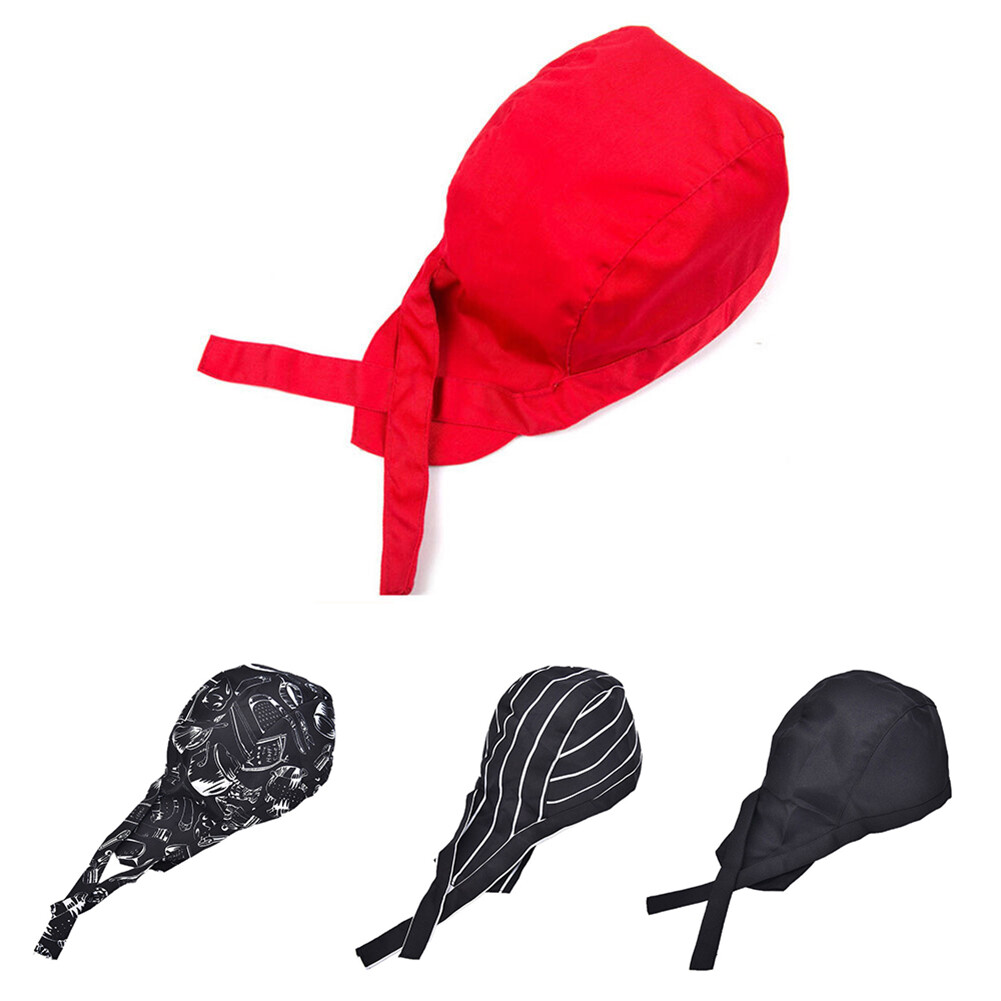 Women's hat Striped Pirate Ribbon Skull Cap Professional Kitchen Catering Cook Chef Hat