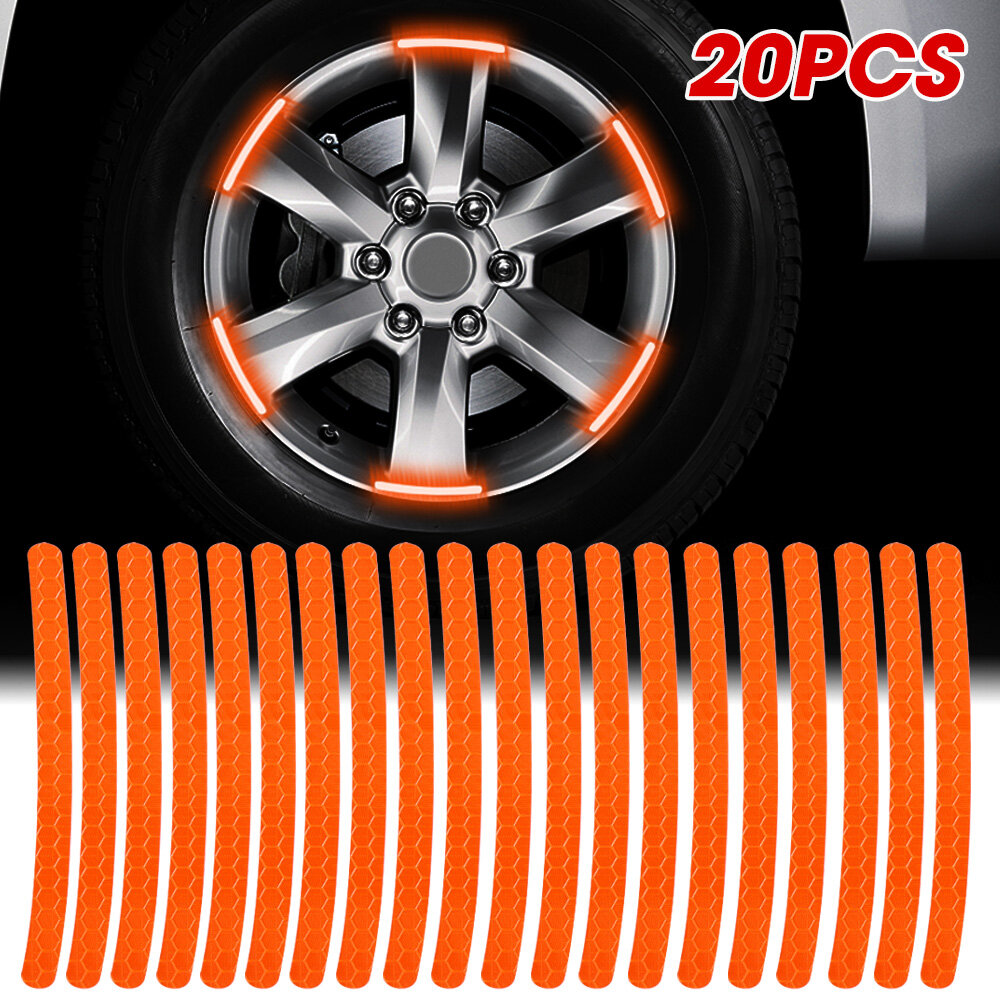 20Pcs Colorful Car Motorcycle Wheel Hub Reflective Strips Stickers Car Styling Decal Sticker Auto Moto Decor Decals Accessories