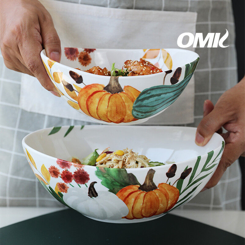 OMK Red Luca Series Ceramic Boat salad bowl