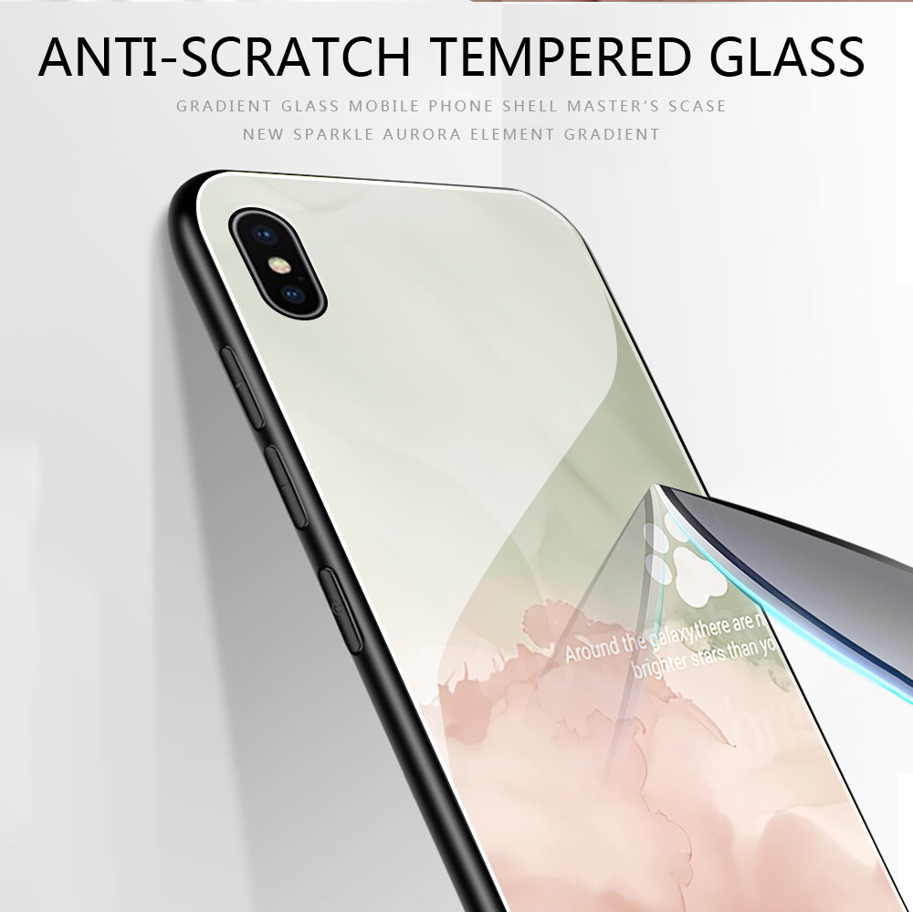Jizetin Hard Case For Xiaomi MI Note 10 Note 10 Pro CC9 Pro Note10 Lite Multicolored Dreamlike Painting Design Shockproof Glossy Case Tempered Glass Back Cover Casing