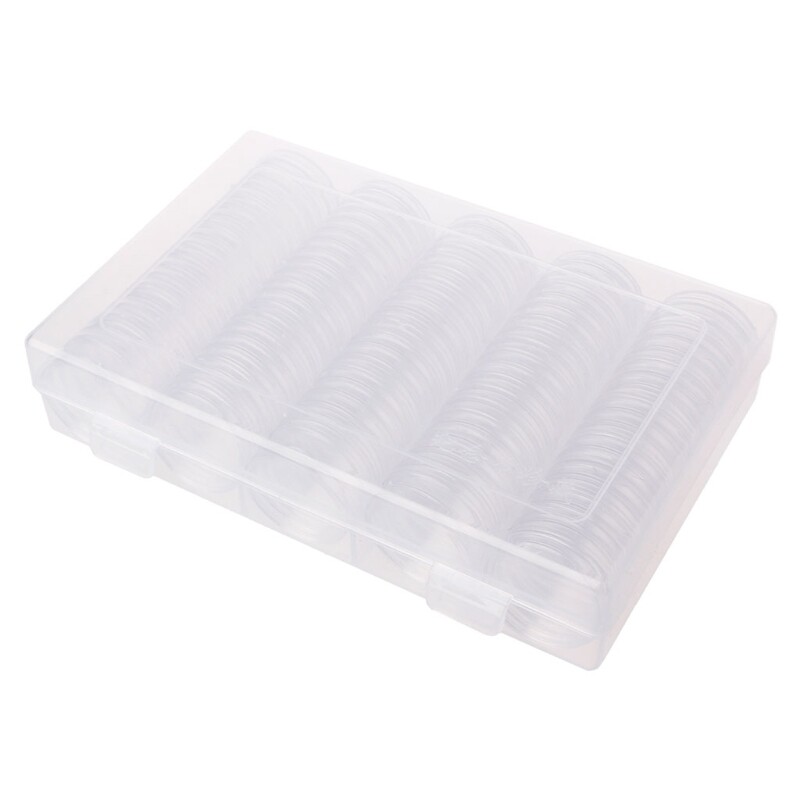 Hot Sale 100 Coin Holder Capsules 30mm Round Box Plastic collectibles Storage Organizer