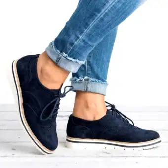 lace up perforated oxfords shoes