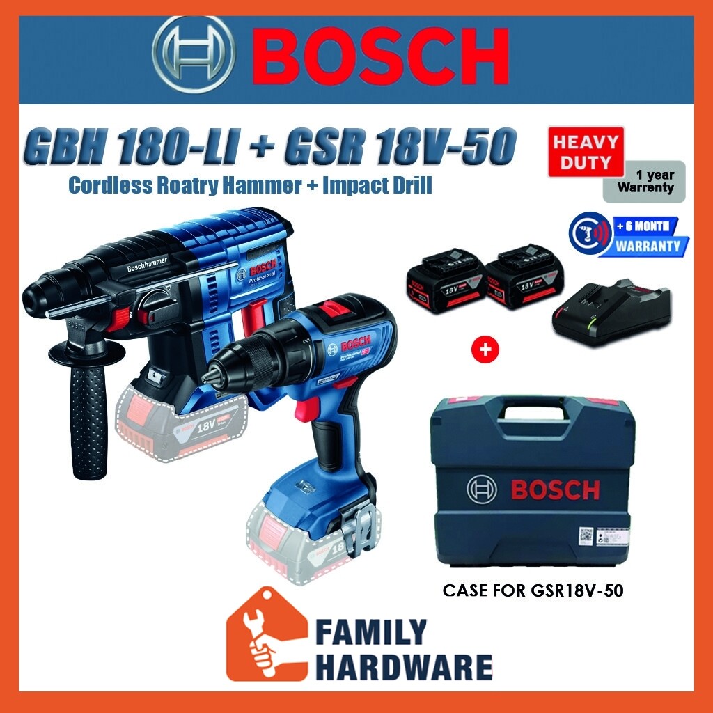 BOSCH GBH 180 LI GSR 18V 50 COMBO Professional Brushless