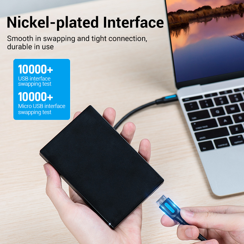 Vention Type C to Micro USB 3.0 Cable 5Gbps Fast Data Transfer USB Male C to Micro Male B Cable 1 Meter for Mobile Western Seagate Toshiba Canvio Hard Drive HDD SDD Type C Micro B Cable