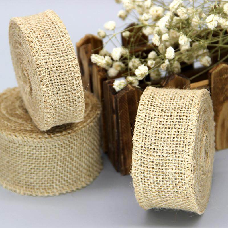 5m Roll Jute Burlap Rustic Hessian Ribbon Tape Strap Wedding Decor