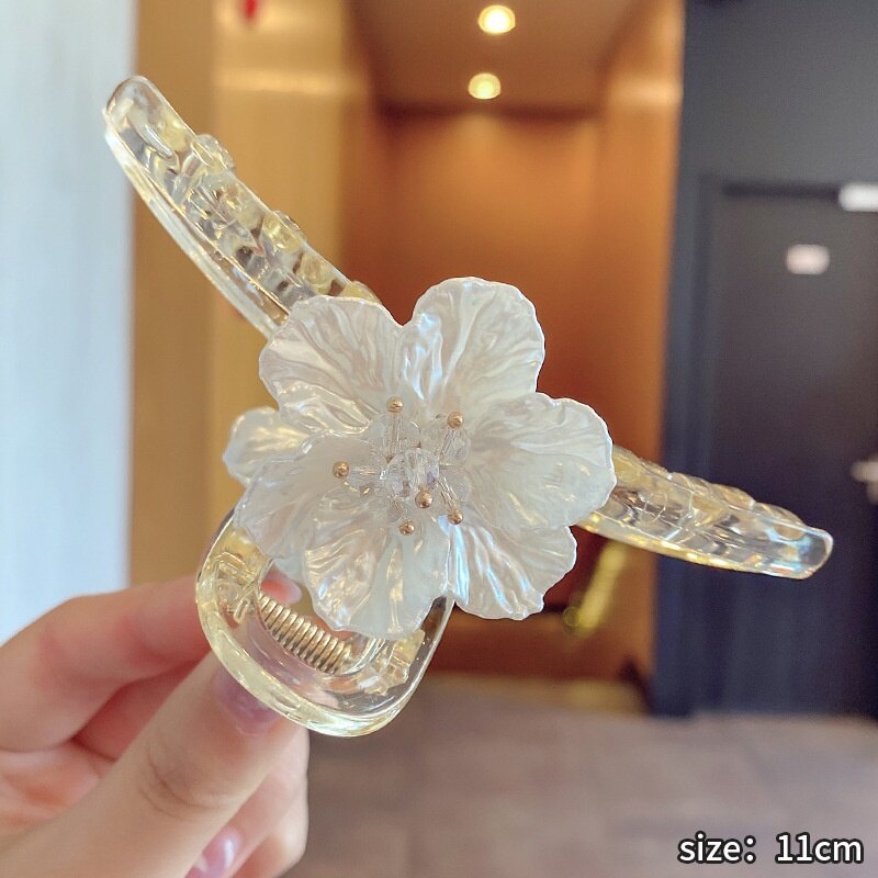New Korean Hair Clip Fashion Large Pearl Flower Shark Clip Hairpin For Woman Girls Hair Accessories