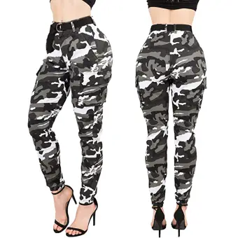 camouflage high rise cargo pants