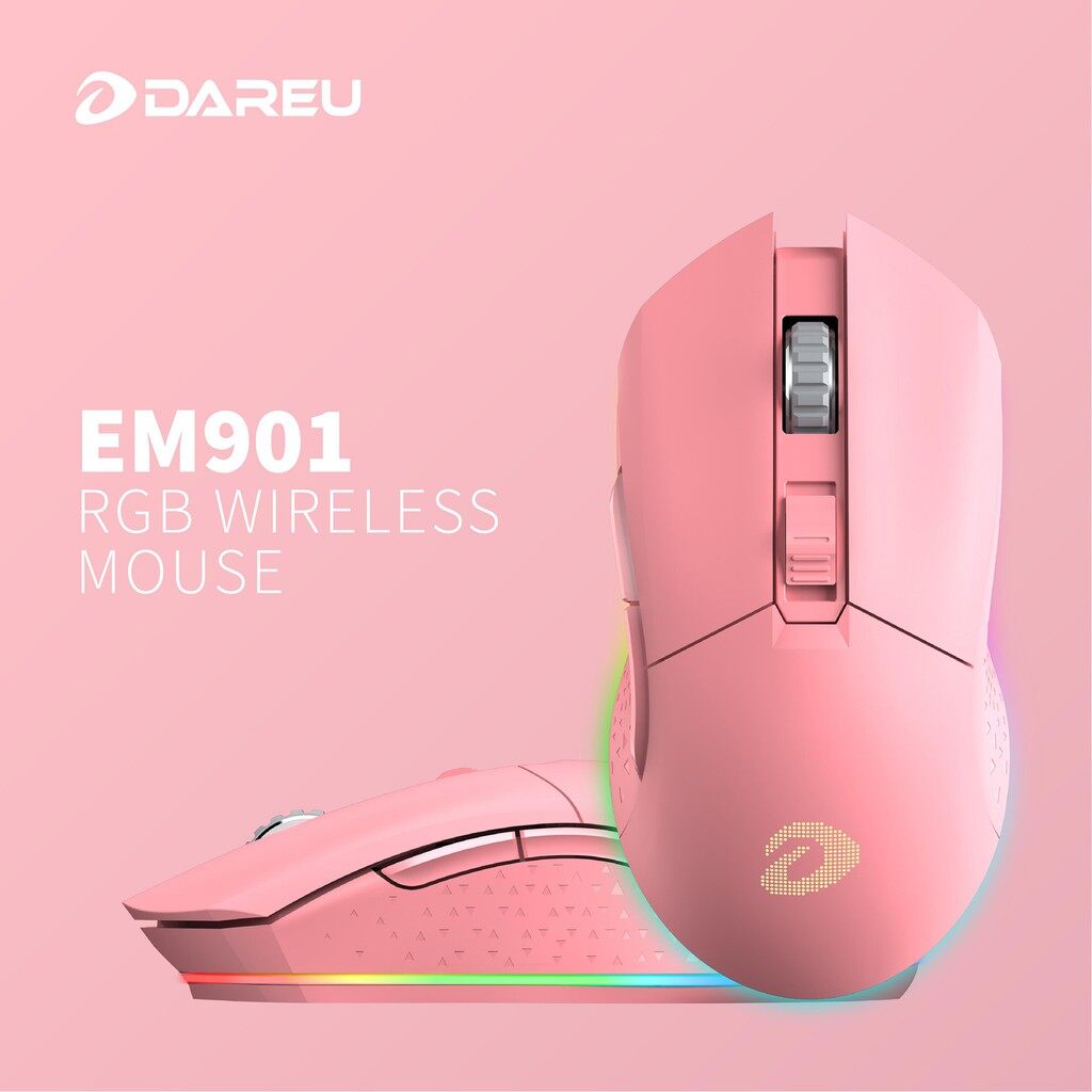 Chuột không dây gaming dareu em901 pink - hàng