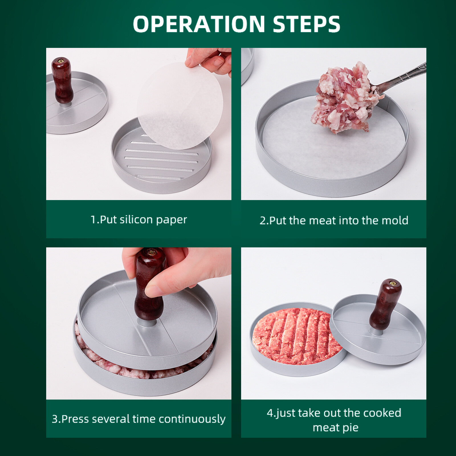 Ham Burger thịt Pie Maker Vòng thịt Pie mô hình Burger thịt Pie bé khuôn gạo Beef Pie Maker