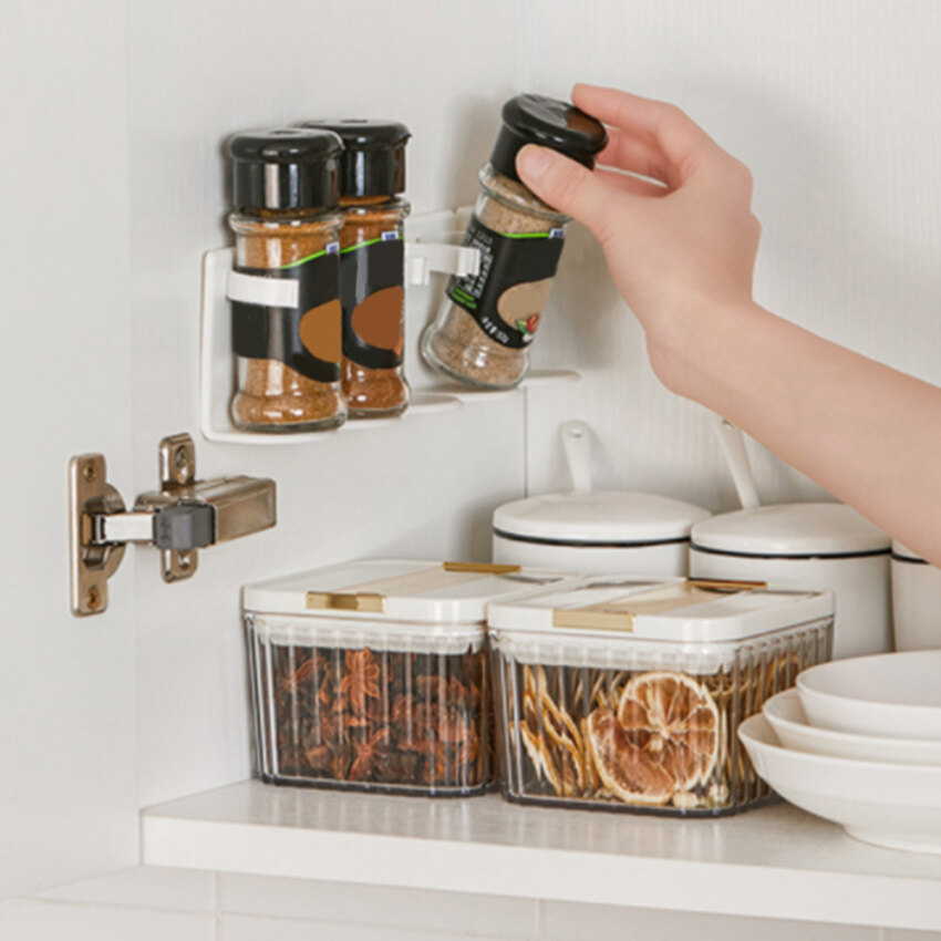 5pcs wall-mounted kitchen spice jar storage rack cabinet condiment rack pepper spice bottle storage rack