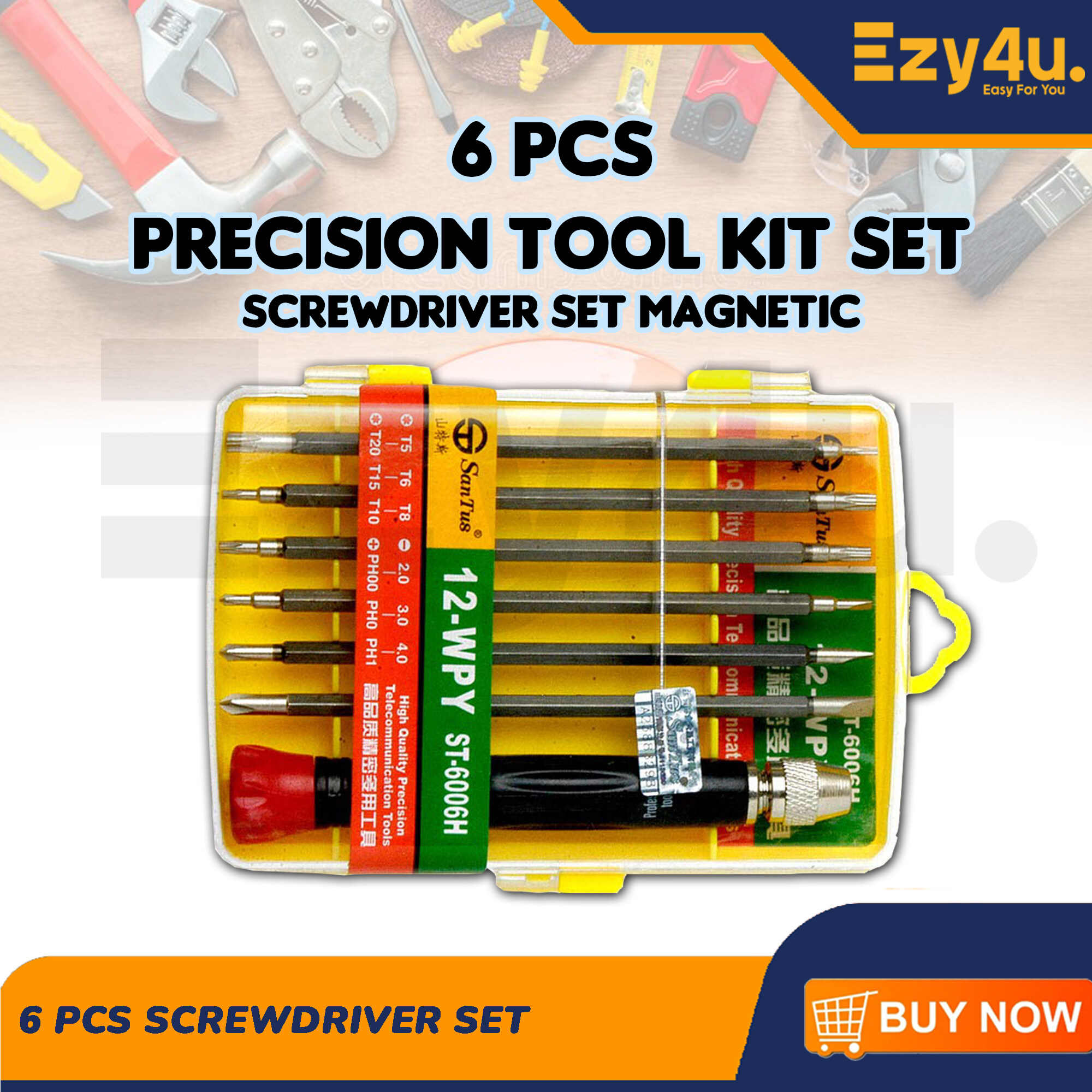 Precision Tool Kit 6 Pieces Screwdriver Set Magnetic Tip ST-6006H 12 ...