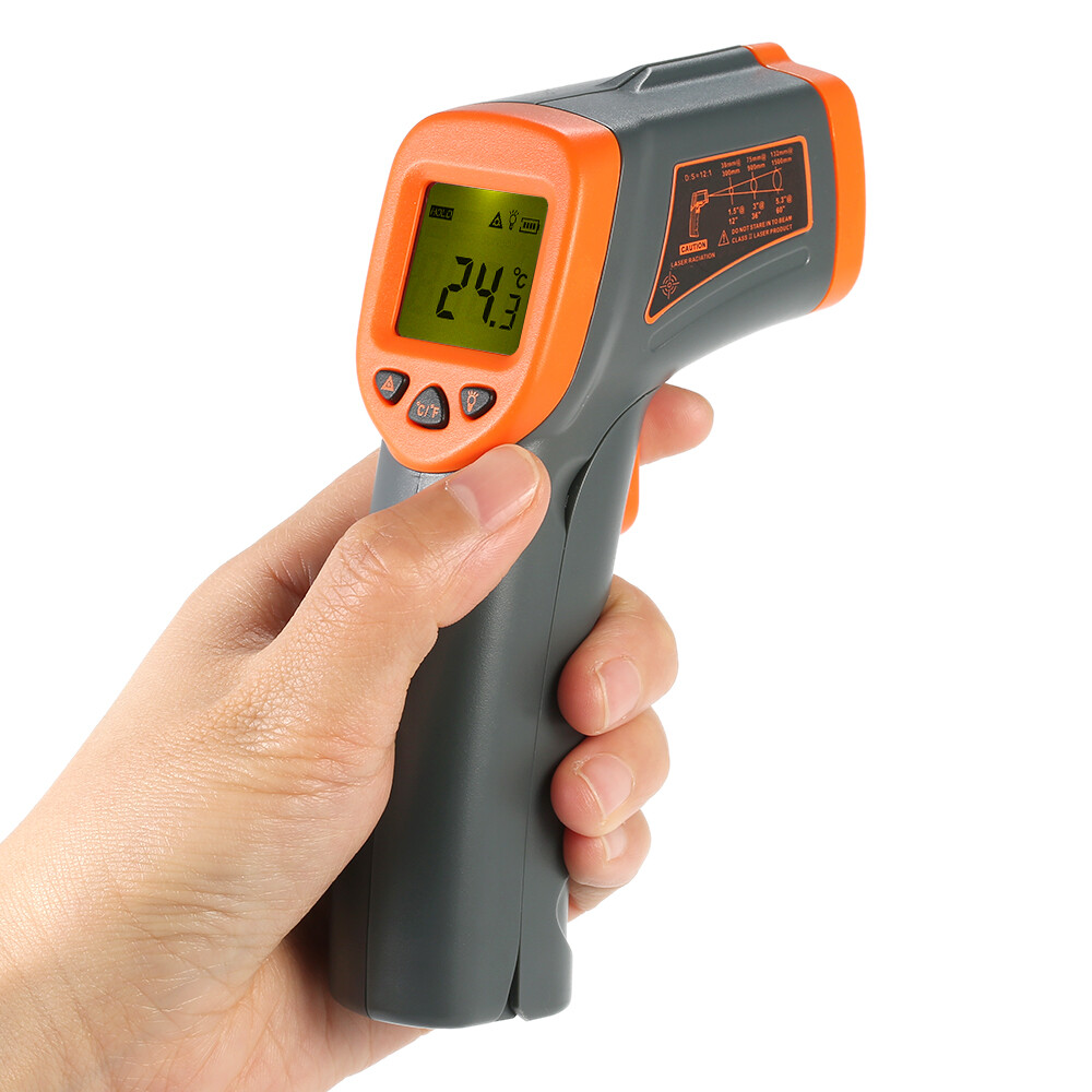 SMART SENSOR -32~380°C 12:1 Portable Handheld Digital Non-contact IR Infrared Thermometer Temperature Tester Pyrometer LCD Display with Backlight Centigrade Fahrenheit