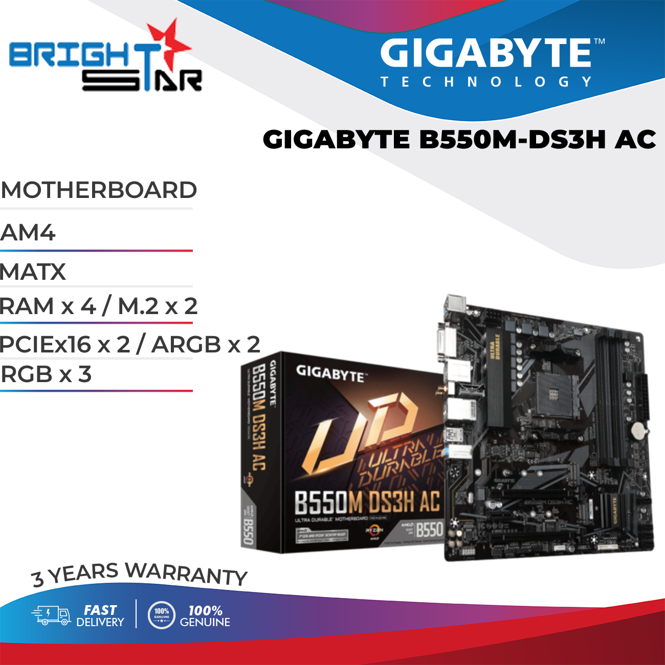 GIGABYTE B550MDS3H AC AM4 MicroATX Motherboard Lazada