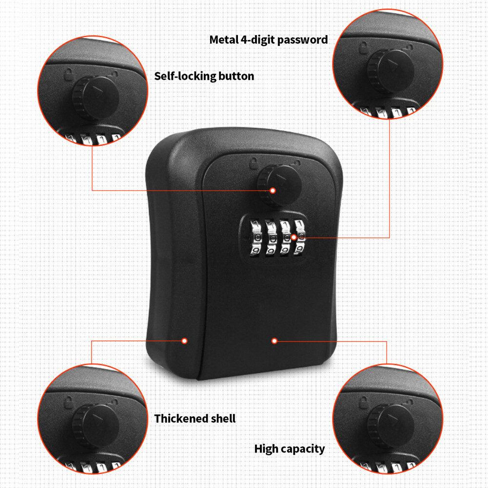 Linge | Wall Mount Key Storage Large Storage Capacity Secret Box Organizer 4 Digit Combination Password Security Code Lock No Key Home Key Safe Box | Ready Stock