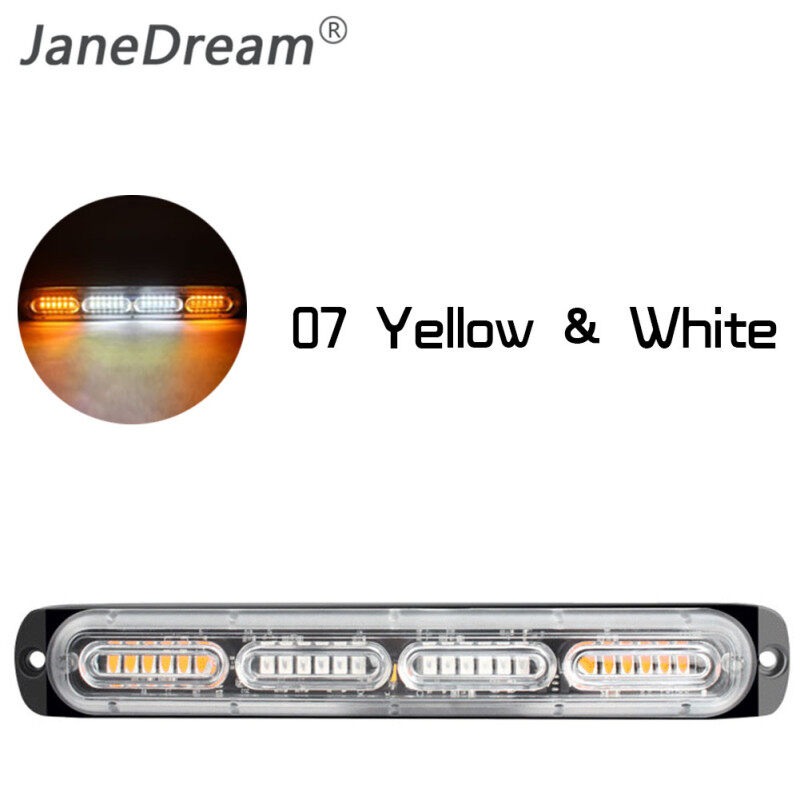 JaneDream 1 Thanh Đèn Led 24 Thanh Màu Vàng & Trắng Cho Xe Hơi Flasher Fso Auto Flash Cảnh Sát Flasher Đèn Chiếu Sáng Nhấp Nháy Đèn Led Cảnh Sát Nhấp Nháy Đèn Nháy