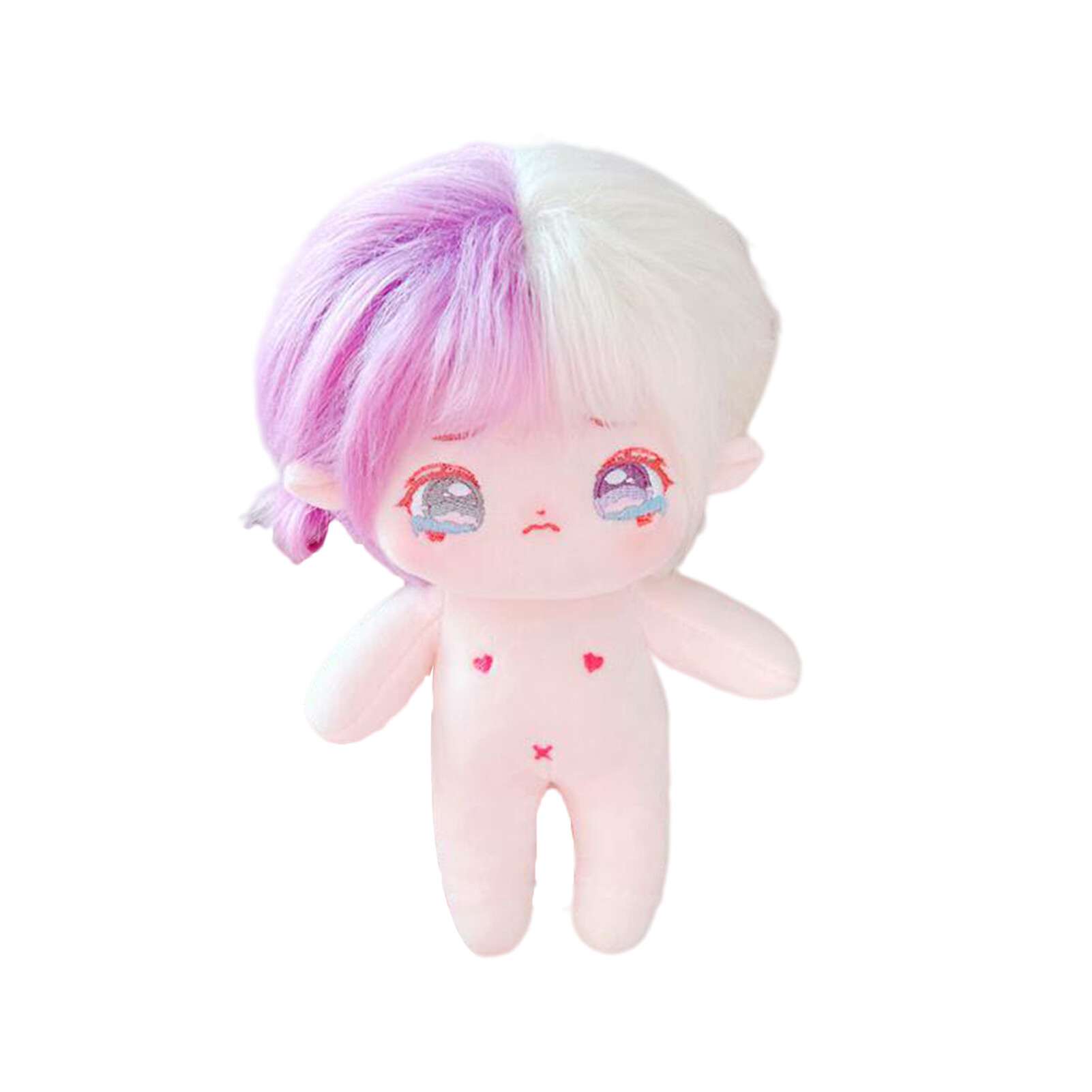 20cm Stuffed Naked Doll Lovely Two-tone Hair Color Unfinished Plush Doll Dress Up No Attribute Stuffed Idol Doll Girl Humanoid Cotton Doll Toy Kids Toy Gift Naked Doll Lovely