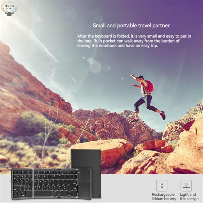 HK Portable Mini Bluetooth-compatible Keyboard Wireless Foldable Trackpad Keyboard Compatible For Ios Android Windows ipad